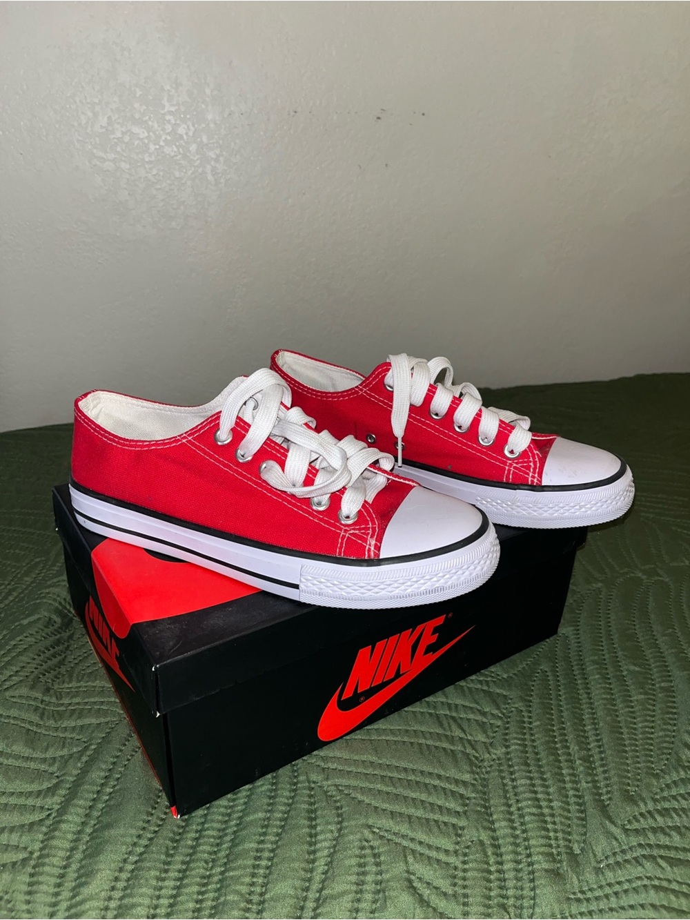 Classic Red Canvas Sneakers with White Toe